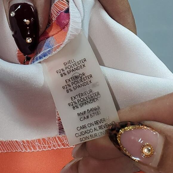 Calvin Klein Orange Floral Sleeveless Sheath Dress Size 12 - Picture 6 of 7